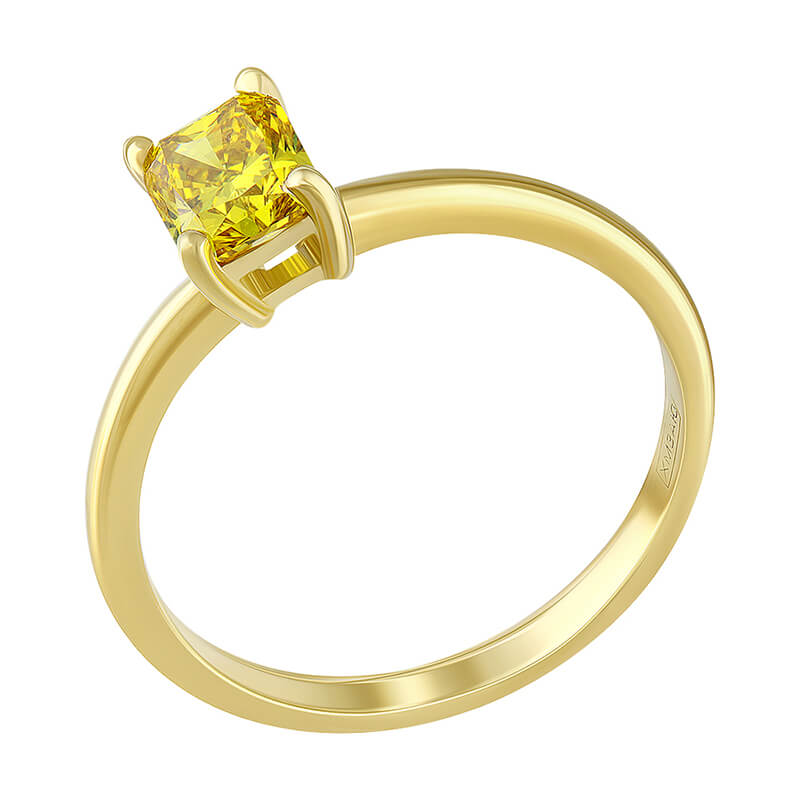 Кольцо с желтым бриллиантом 0.490 ct