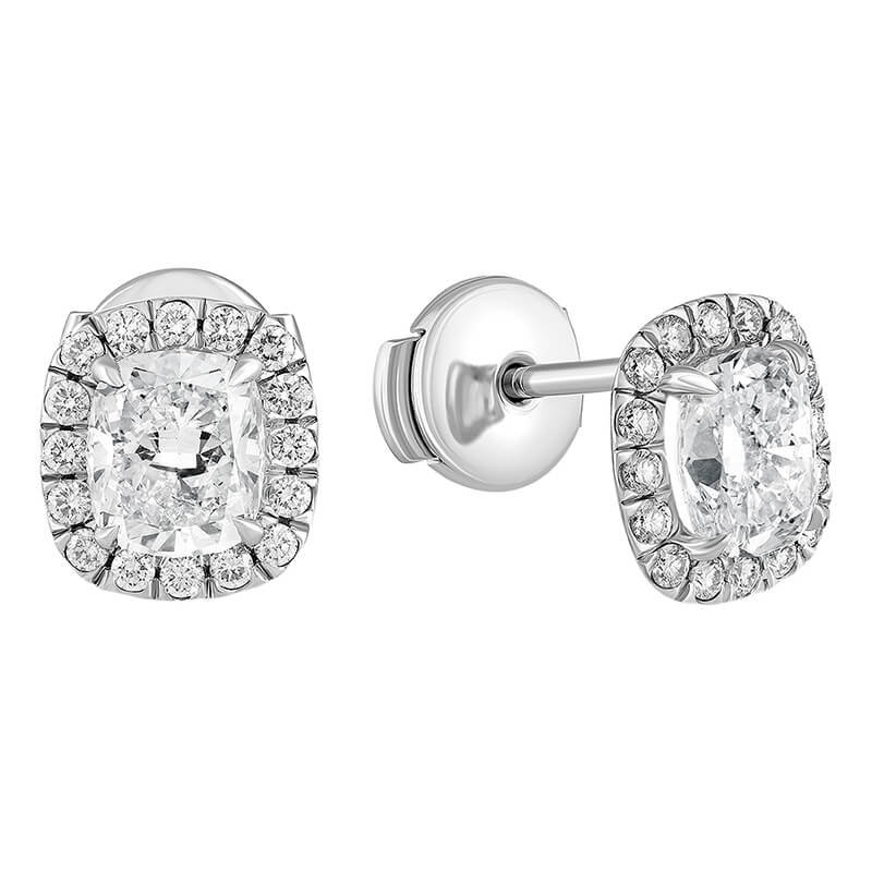 Earrings-studs with diamonds 2.445 ct