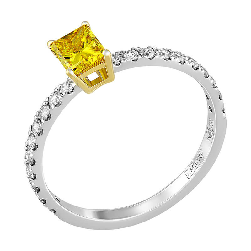 Кольцо с желтым бриллиантом 0,530 ct