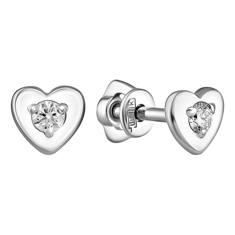 Earrings-studs with diamonds 0.090 ct