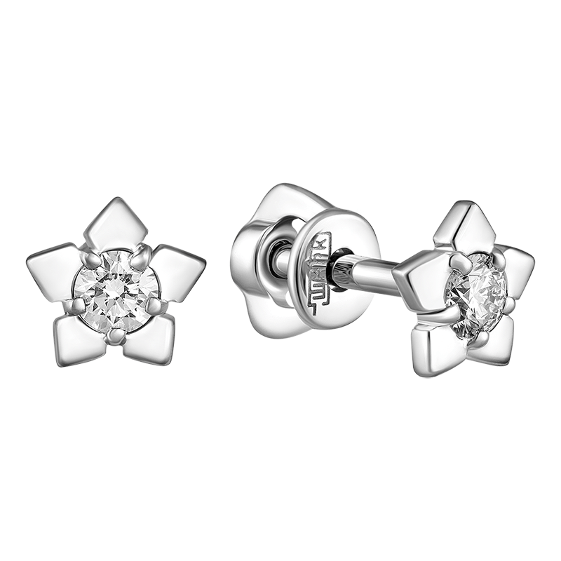Earrings-studs with diamonds 0.126 ct