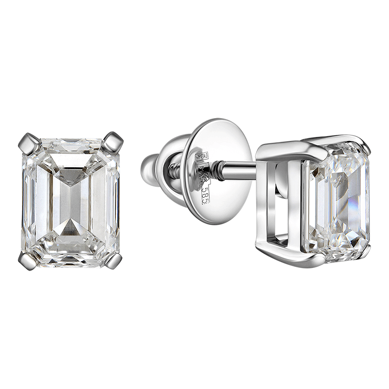 Earrings-studs with diamonds 1.610 ct