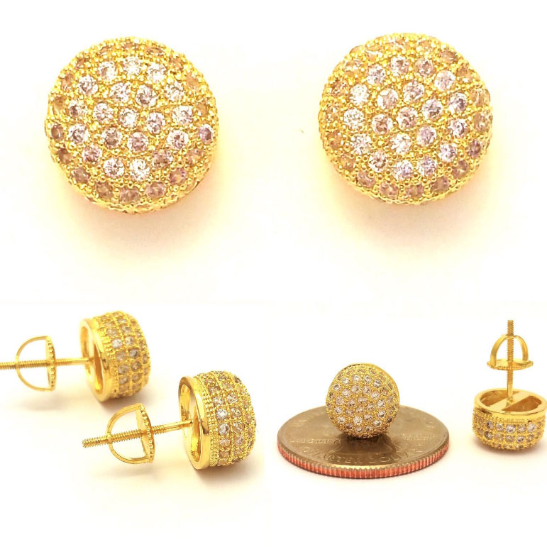 Yellow stud earrings gold with grown diamonds Individual order