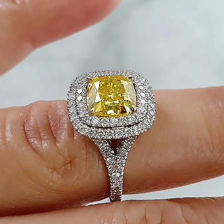 Gala Ring with Yellow diamond cut Kushon 2.09 ct