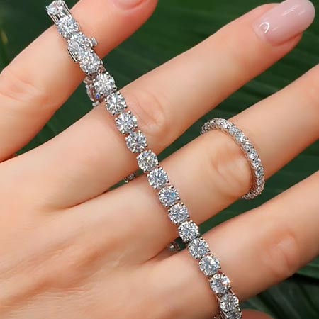 Tennis Bracelet 12,599 ct and track ring with Grown Diamonds